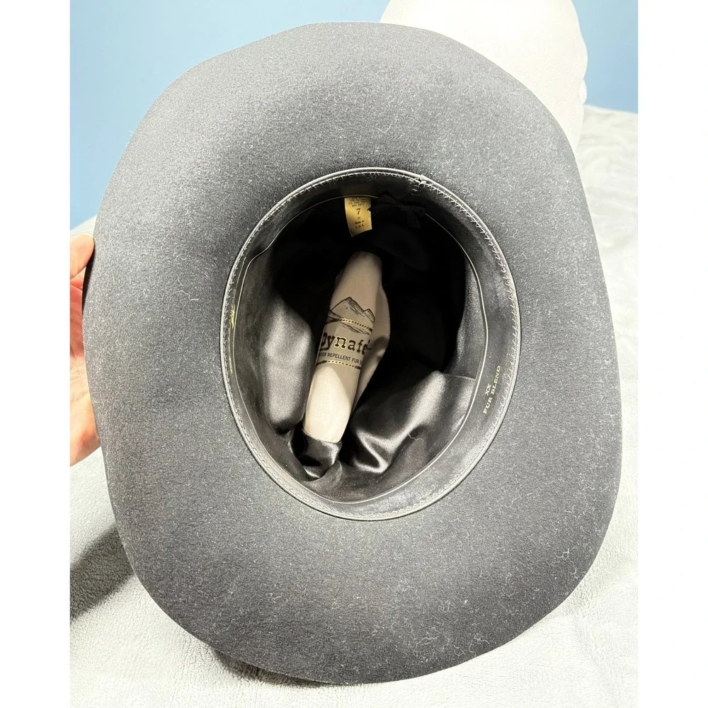 Western Cowboy Hat Mens Gray Wool Dynafelt Wide Brim Cattleman Crease